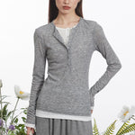 Preppy style fake two-piece top (women's style)