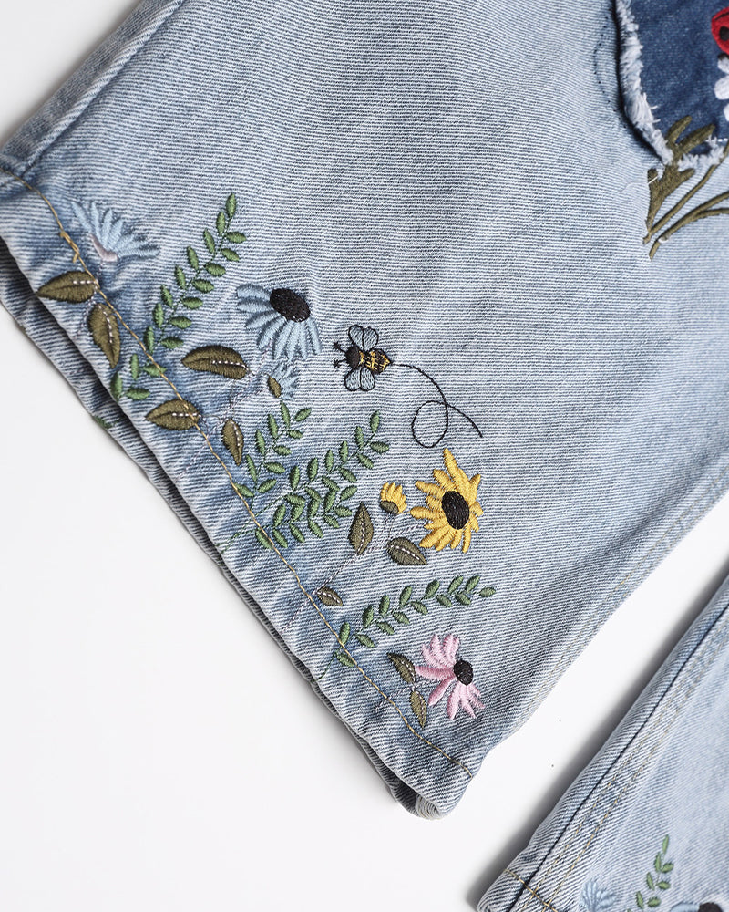 Washed straight jeans