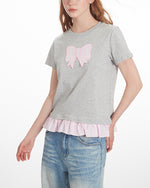 Bowknot patchwork short sleeves (women's)