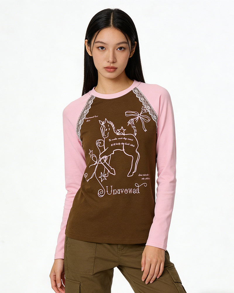 대비색 스티칭 긴팔