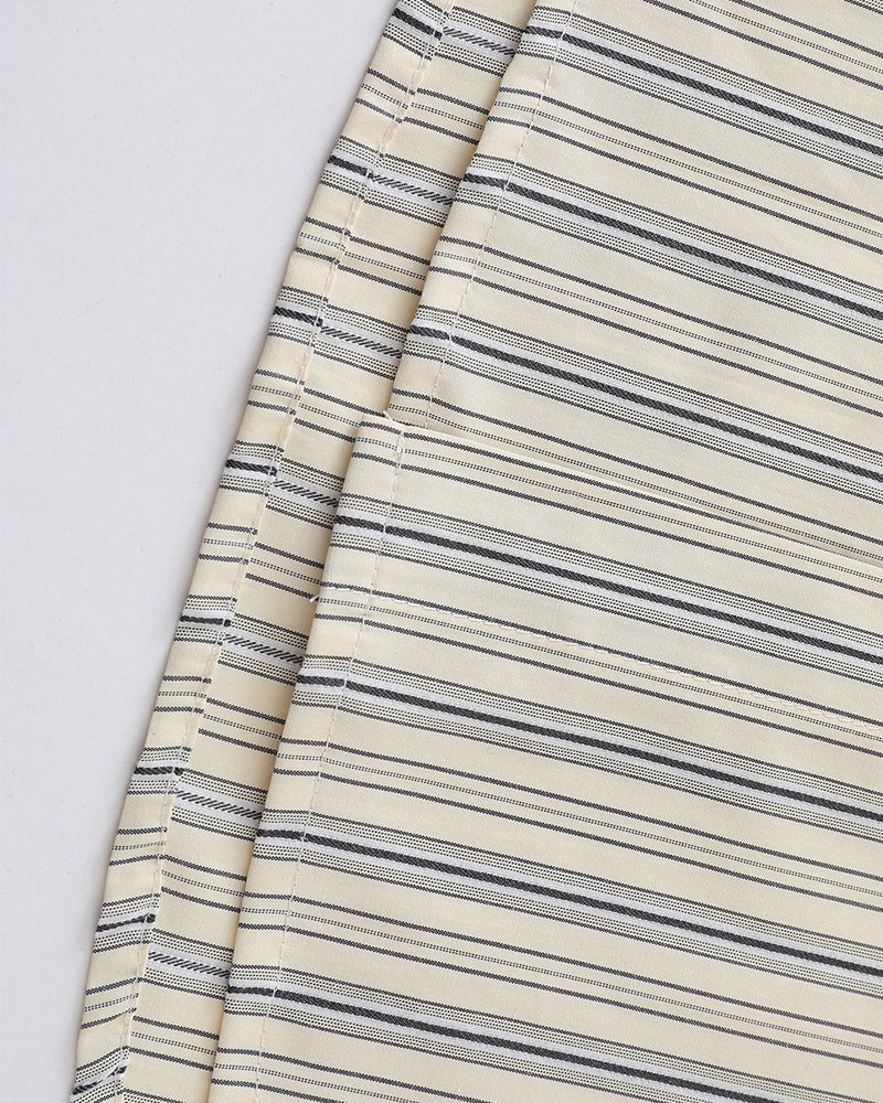 條紋刺綉長袖襯衫