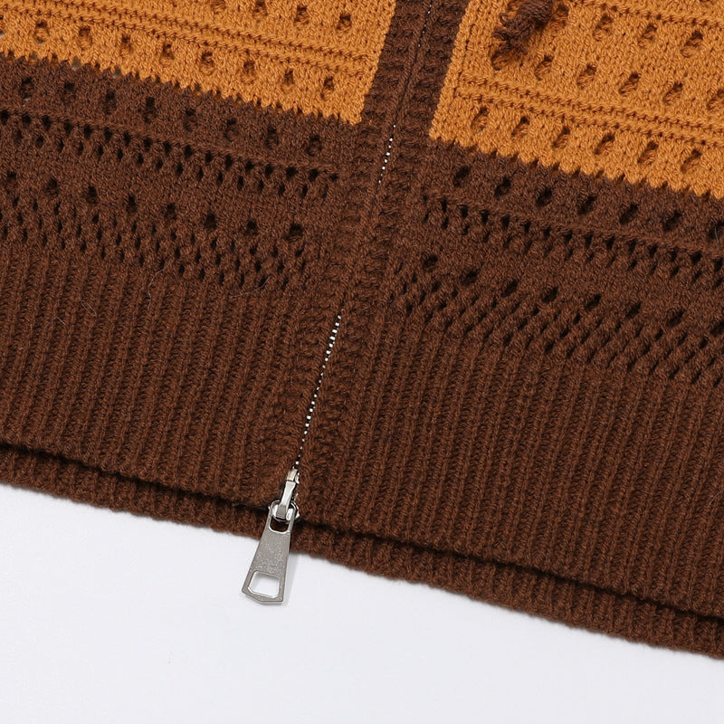 復古彩色條紋連帽開衫