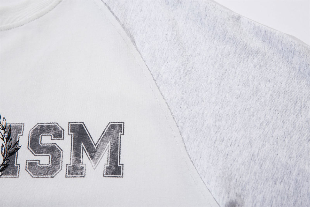 Contrast color stitching couple short sleeves