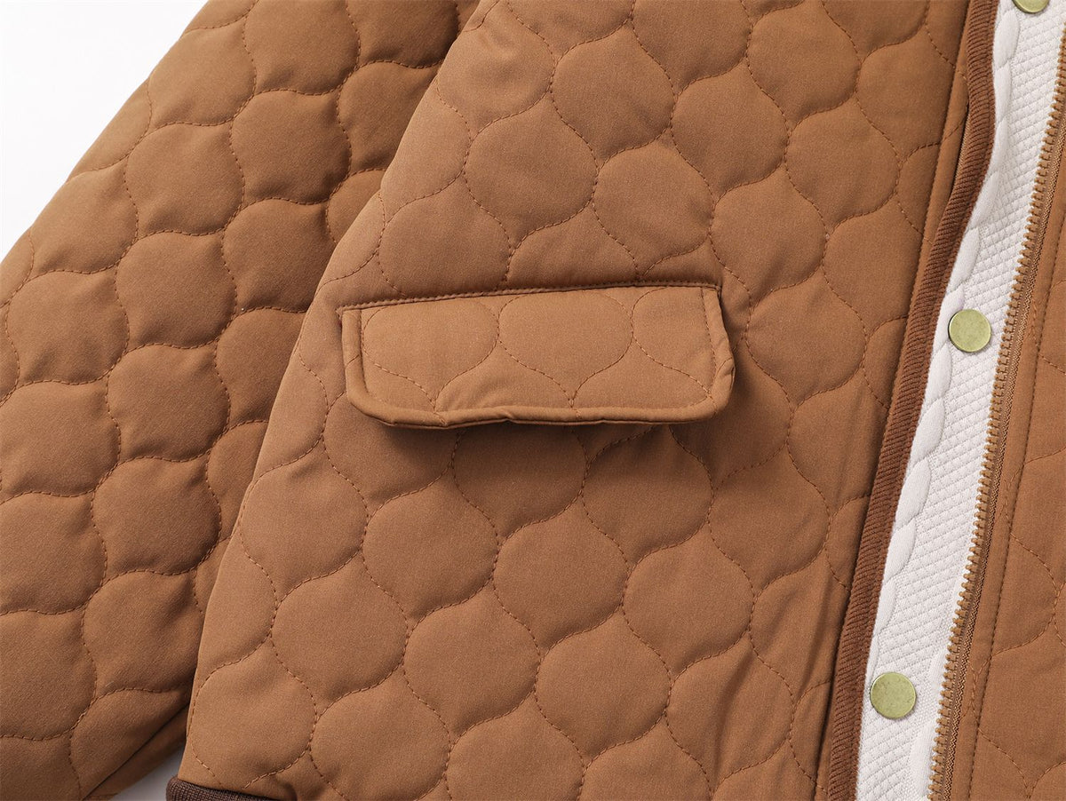 레트로 콘트라스트 컬러 패치워크 코튼 재킷