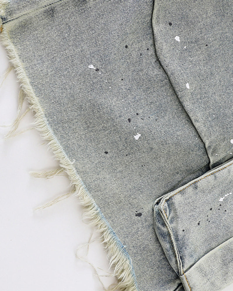 Distressed washed shorts