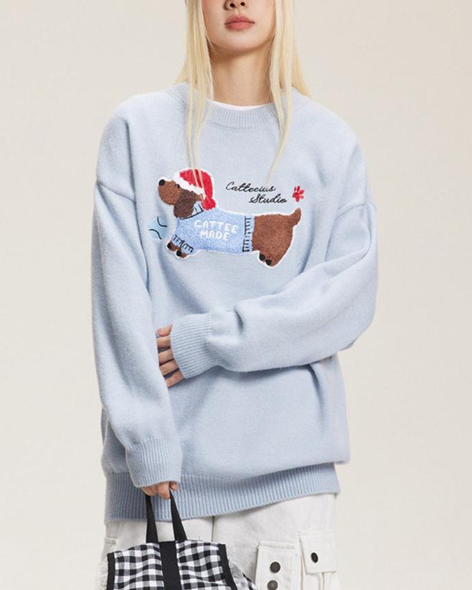 復古趣味刺綉毛衣