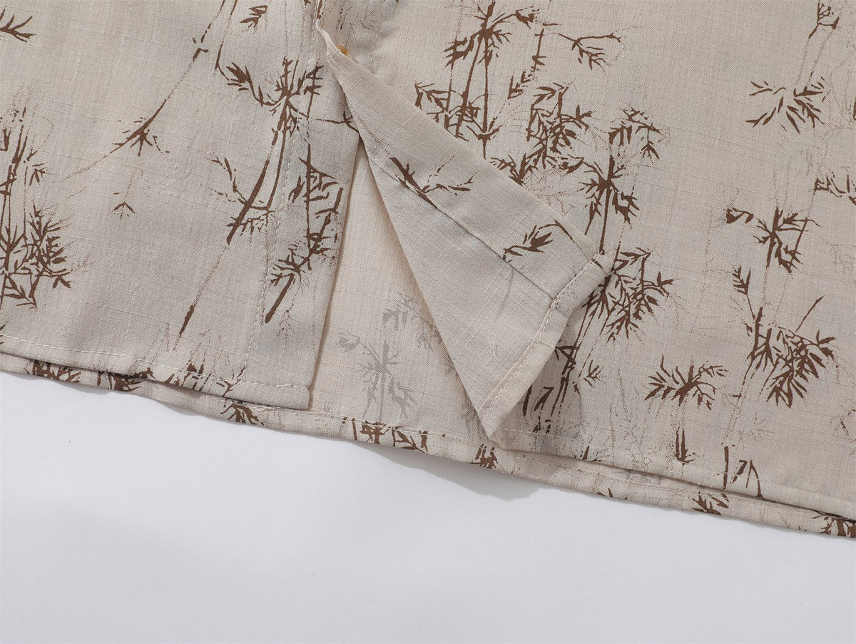 빈티지 플로럴 타이 반팔 셔츠