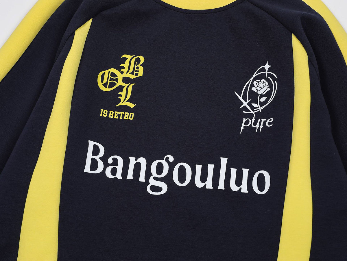 Retro color block crew neck sweatshirt