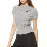 American retro solid color all-match short sleeves (women's)