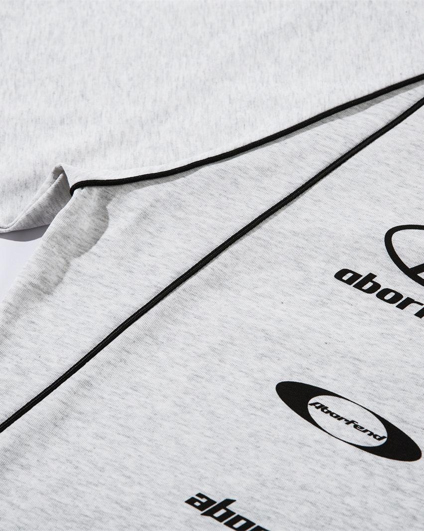 Lettering print half-zip short sleeves