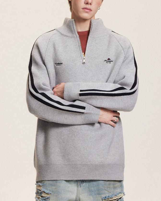 復古運動風立領毛衣