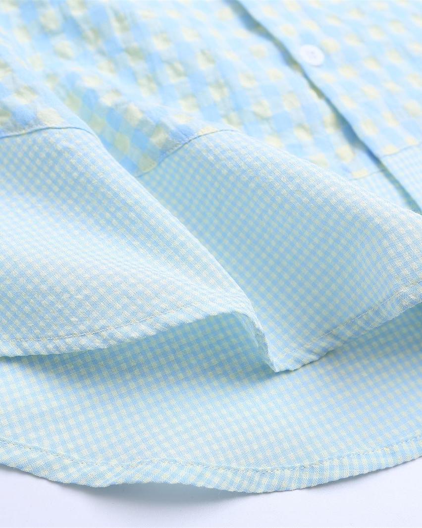 Solid color plaid short sleeve shirt