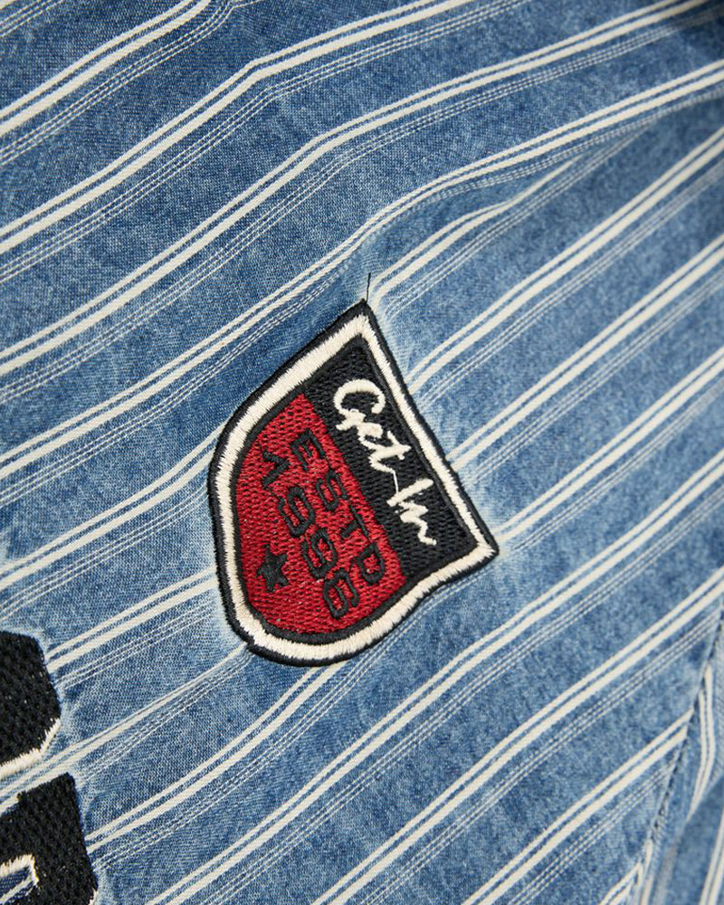 水洗拼接條紋短袖