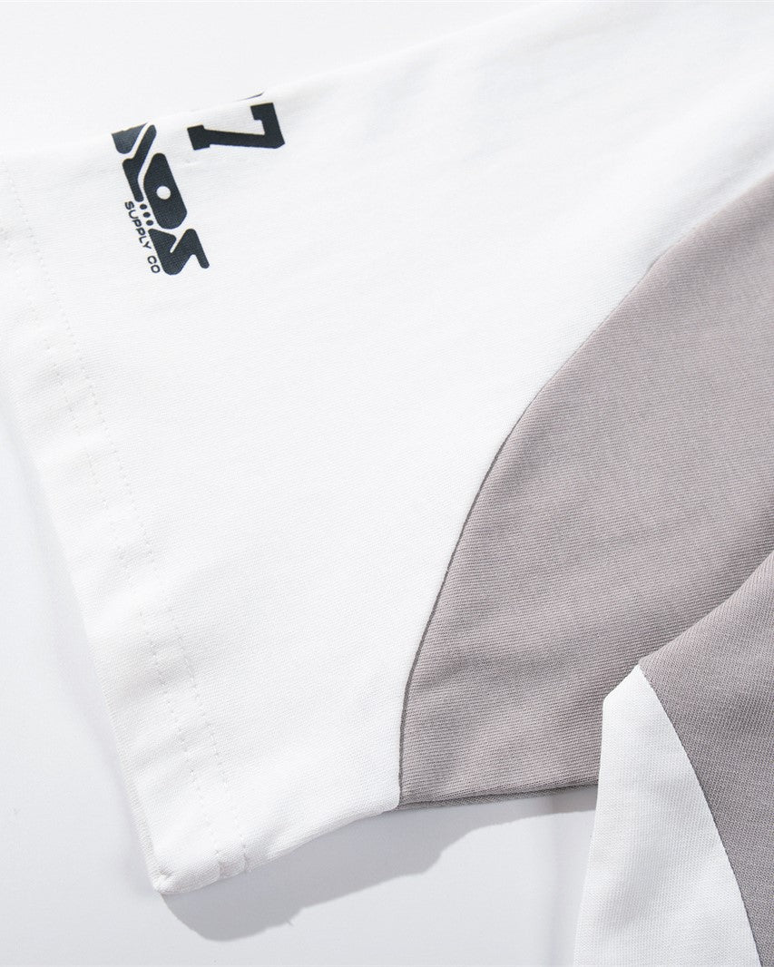 스포츠 스타일 패치워크 반팔