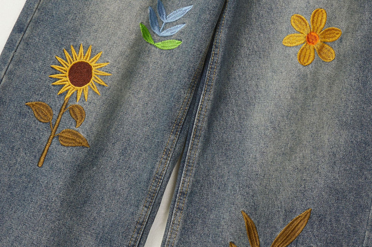 retro casual denim trousers
