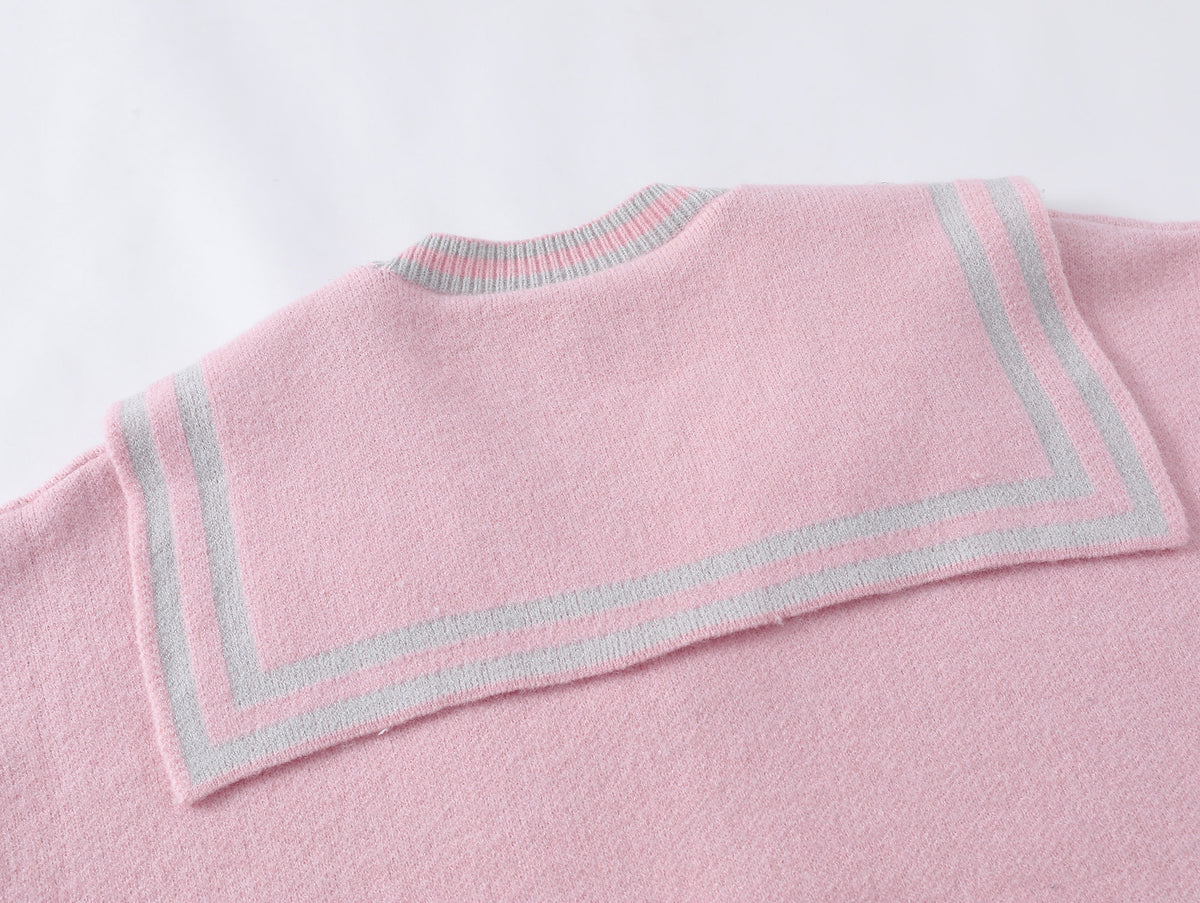 復古拼色針織毛衣