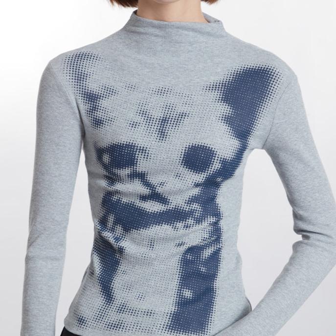 Retro cat print top (women's style)
