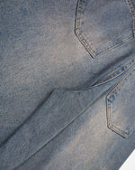 Distressed straight jeans