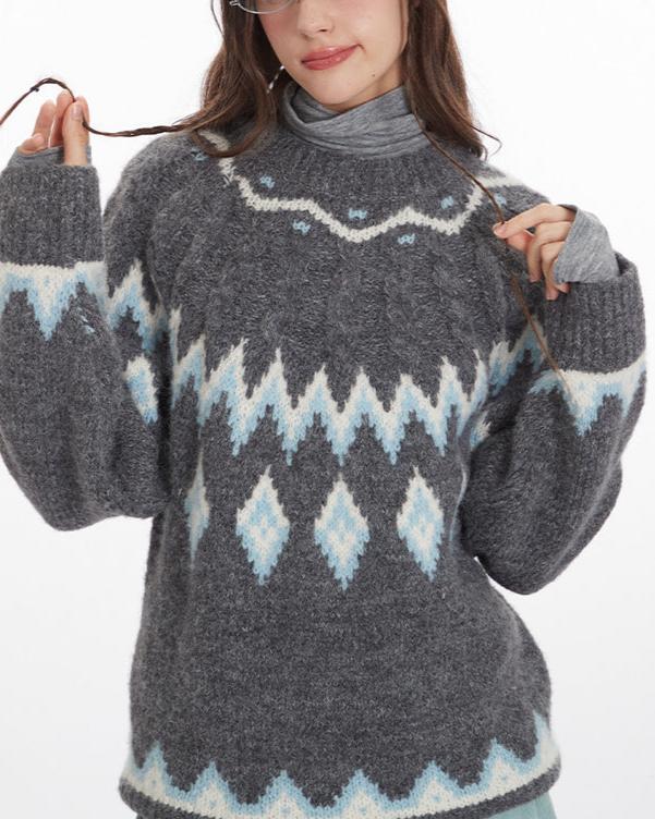 復古提花針織衫