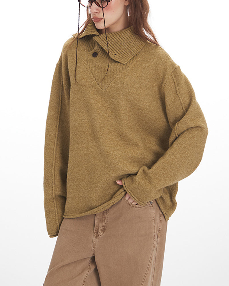 넉넉한 핏의 칼라가 있는 베이스 레이어