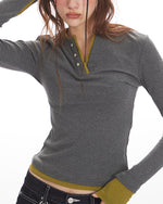 Faux two-piece slim-fit long-sleeved top (women's)