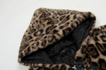 Vintage leopard print cotton hooded jacket