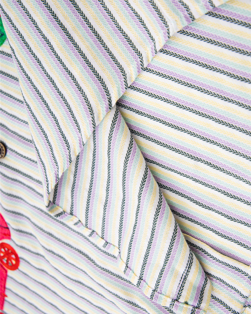 休閑條紋長袖襯衫