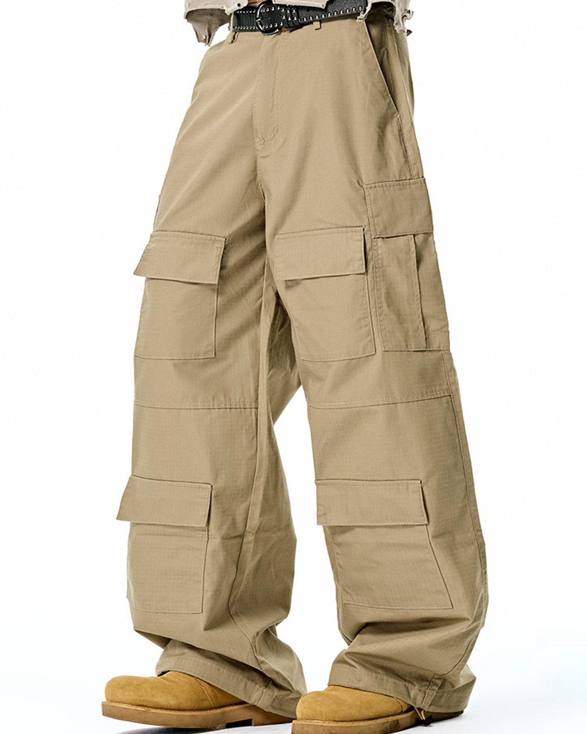 休閑口袋工裝褲