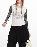 Fake two-piece striped long sleeves