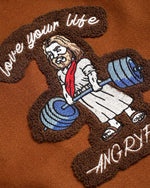 Embroidered patchwork baseball jacket