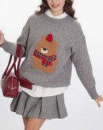 復古卡通小熊毛衣