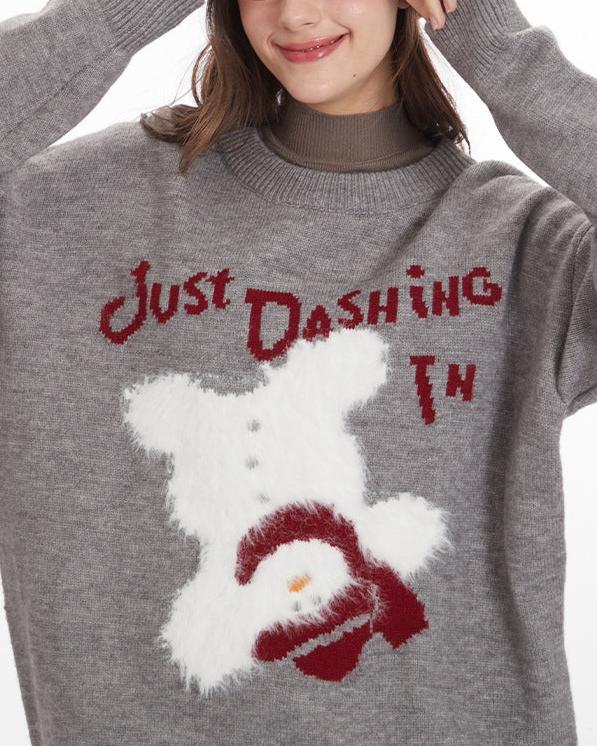 Retro crew neck knitted sweater