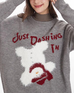 Retro crew neck knitted sweater