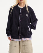 復古格子拼接假兩件開衫