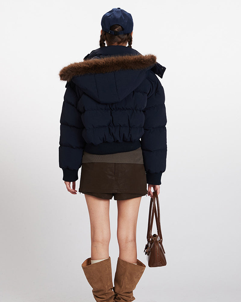 Thick hooded short jacket