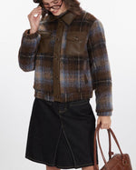 retro plaid contrast coat