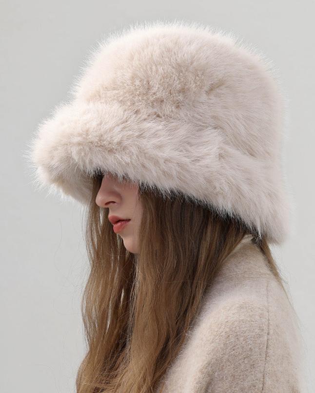 保暖純色毛絨帽