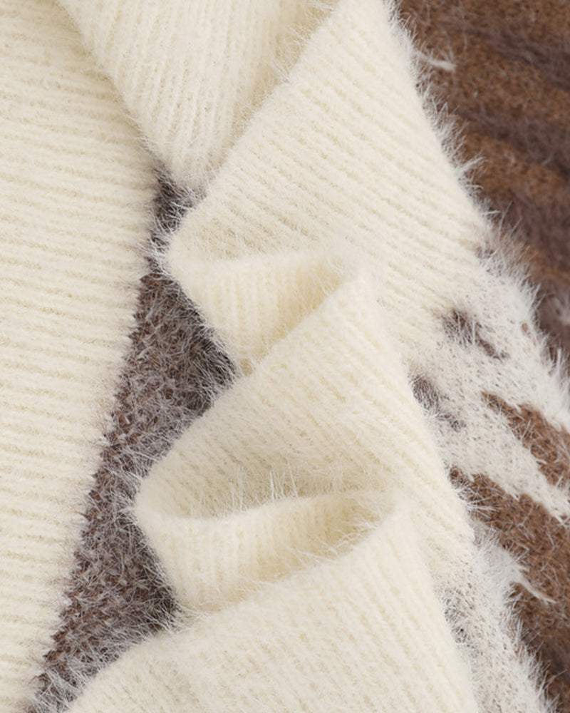 Contrast color panel sweater