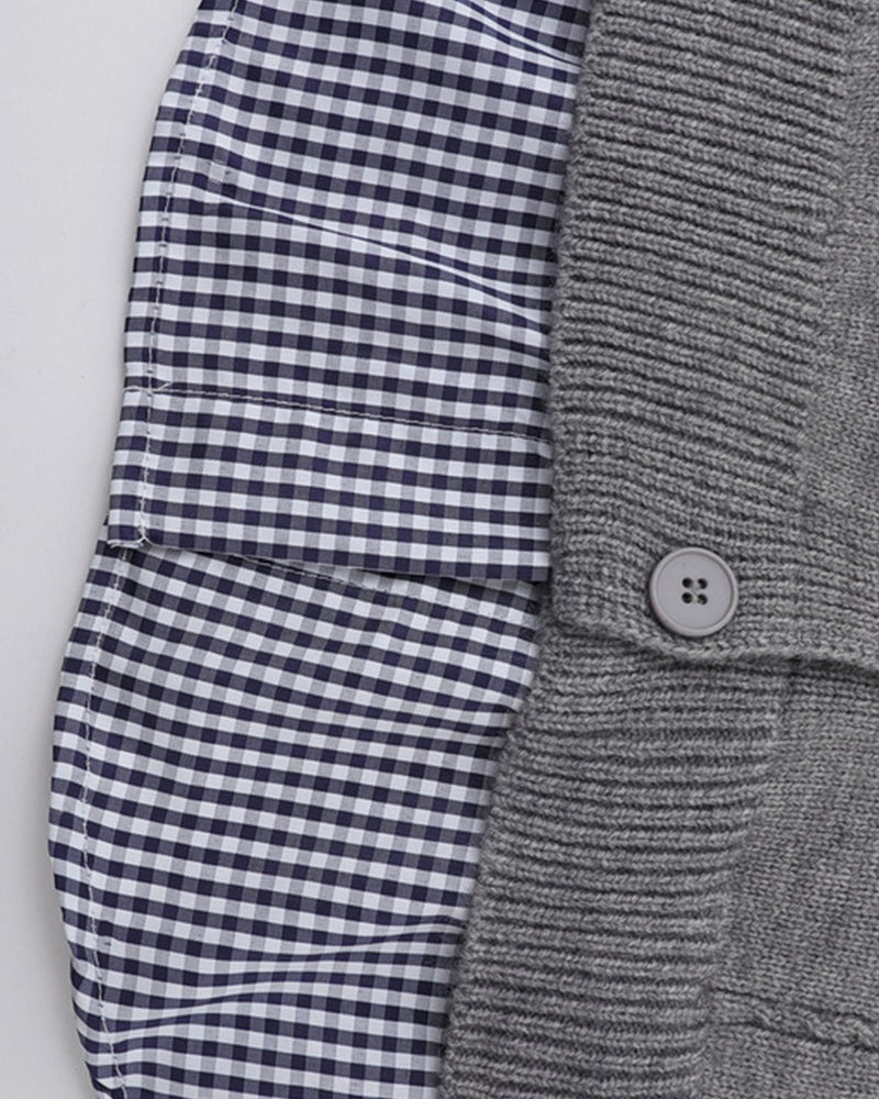 가짜 투피스 스플라이스 커플 스웨터