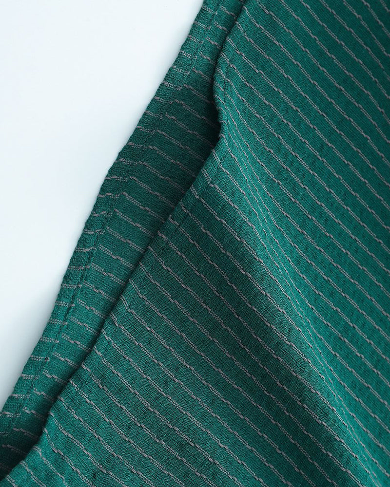 刺綉條紋短袖襯衫