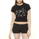 Retro foam print hot girl short sleeves (women's)