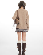 Crew neck loose knit sweater