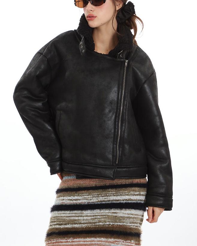 Retro lamb wool padded jacket