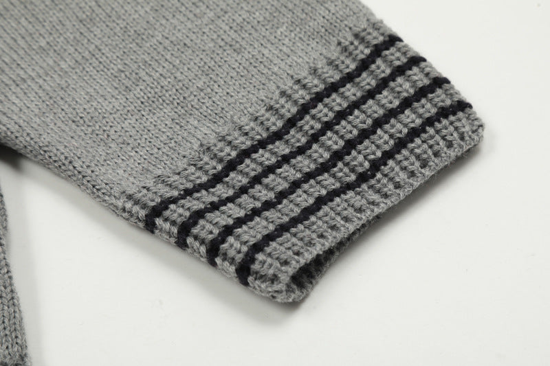 Patchwork contrast color polo sweater