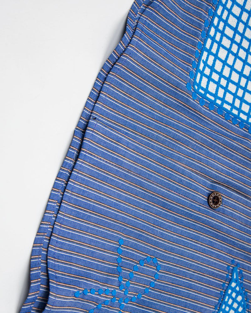 復古刺綉短袖襯衫