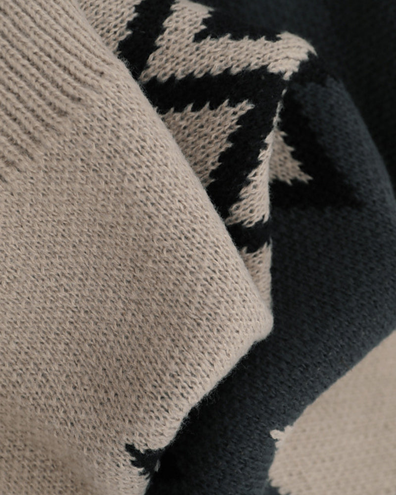 diamond-knitted jacket