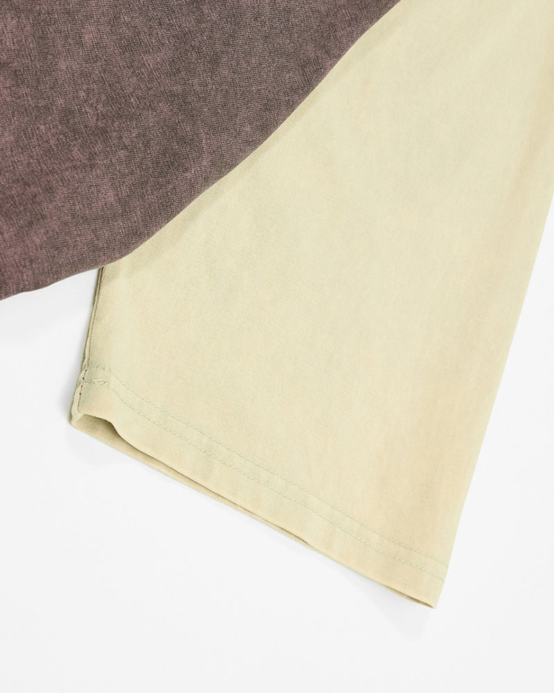 Color-blocked raglan short-sleeved shirt