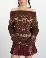 Off-the-shoulder bear sweater (women's)