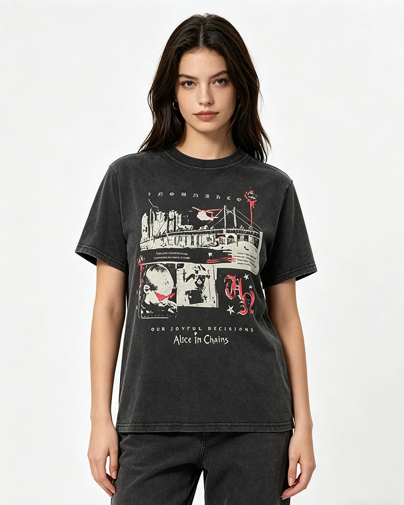 레트로 워시드 디스트레스드 반팔