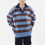 Retro yellow versatile striped sweater